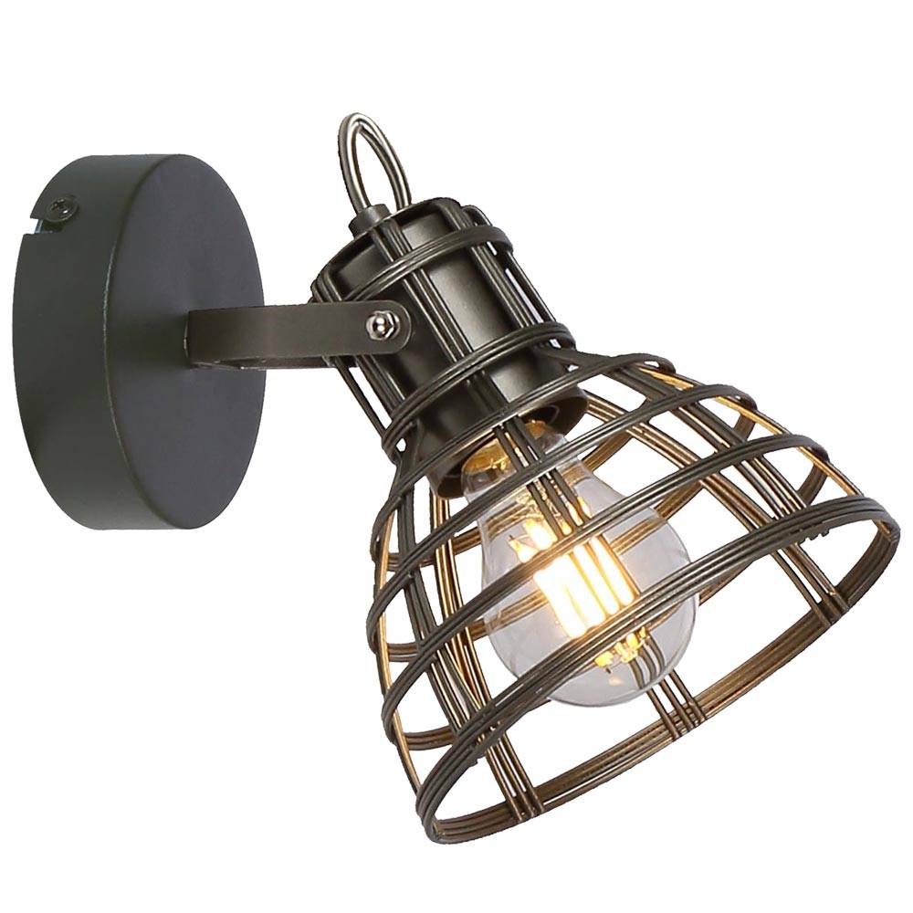 Wand Spot Leuchte Käfig Ess Zimmer Lampe Strahler verstellbar grau