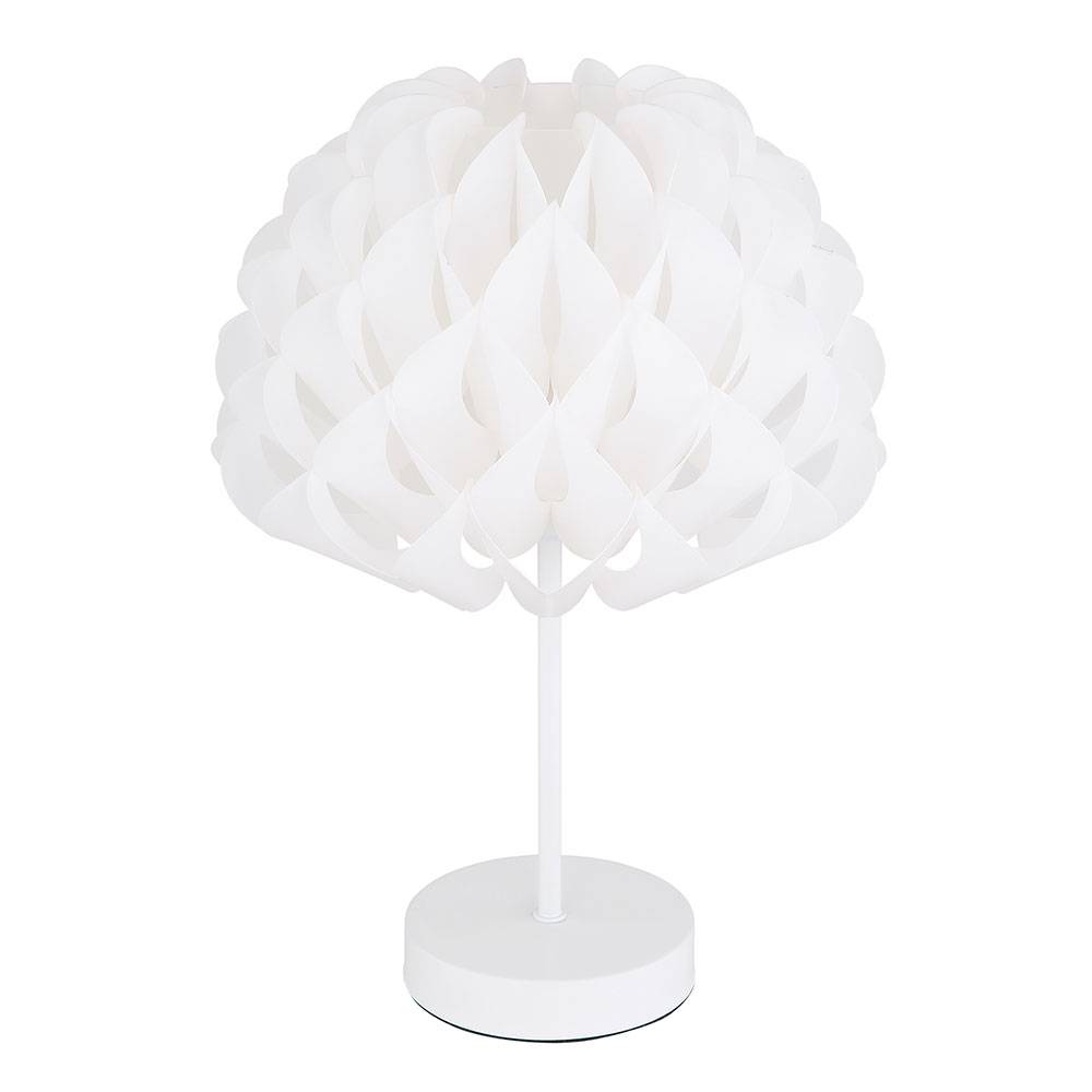 Nachttischlampe Tischlampe weiß Tischleuchte Schlafzimmer, Leseleuchte Dekorbögen, modern, Metall, 1x E14 Fassung, DxH 25x35 cm