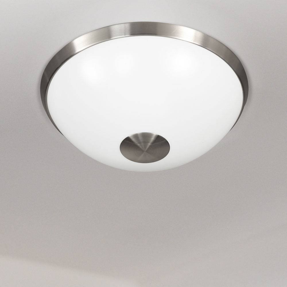 Deckenleuchte Deckenlampe Küchenleuchte LED Flurlampe rund weiß, Kunststoff nickel matt, 16W 1150lm 3000K, DxH 30x14 cm