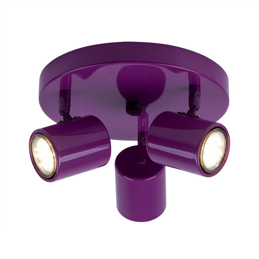 Deckenleuchte LED Flurlampe schwenkbar Kinderzimmerleuchte lila Deckenlampe 3-Flammig, metall, 3x LED 3W 200lm warmweiß, D 22 cm