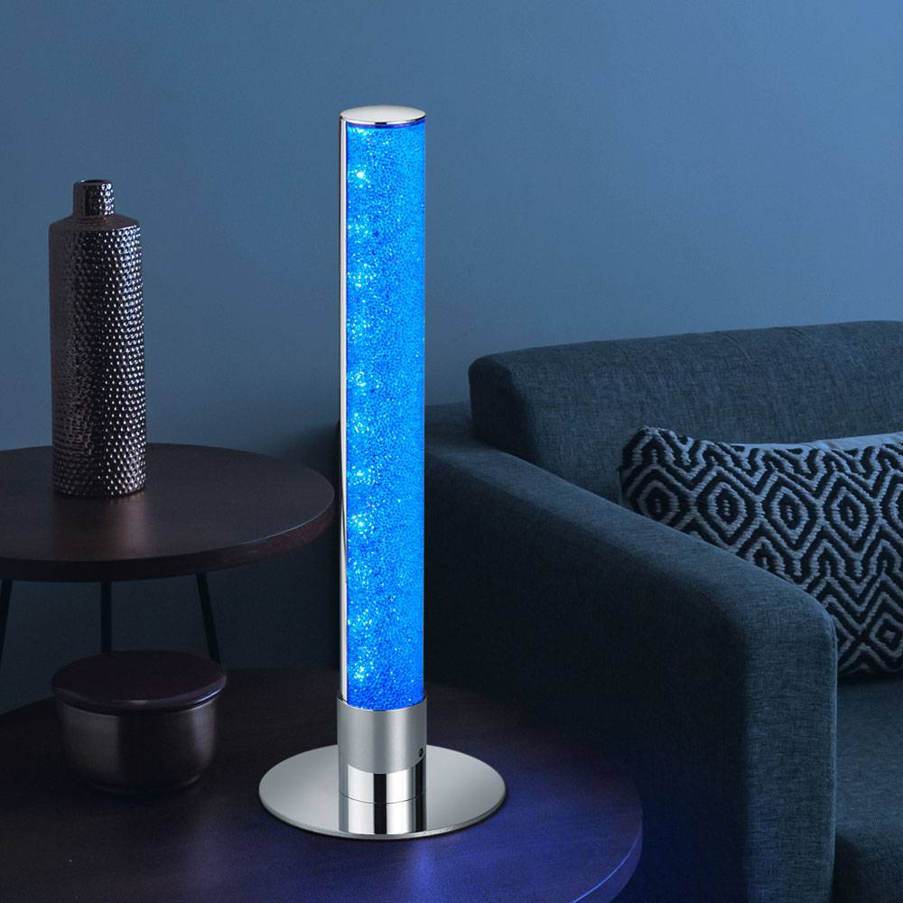 Tischleuchte Tischlampe Beistellleuchte Stimmungslicht Nachtlicht Wohnzimmer, Farbwechsler dimmbar Fernbedienung, Metall chrom klar, 1x RGB LED 5W
