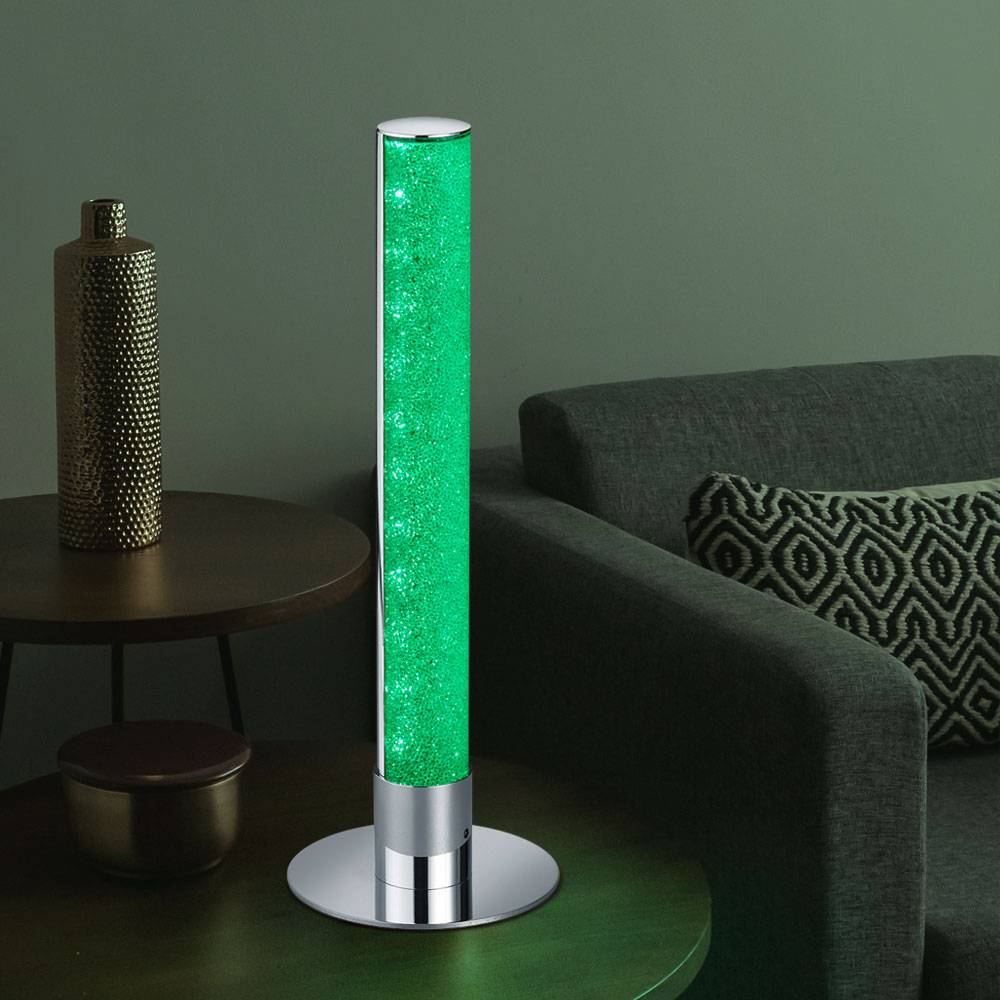 Tischleuchte Tischlampe Beistellleuchte Stimmungslicht Nachtlicht Wohnzimmer, Farbwechsler dimmbar Fernbedienung, Metall chrom klar, 1x RGB LED 5W