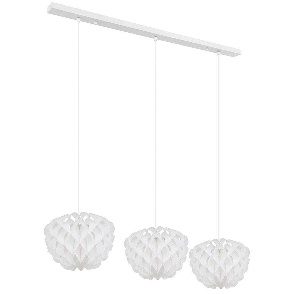 Hängeleuchte weiß Küchenlampe hängend Hängelampe Schlafzimmer, 3 flammig, Dekorbögen, modern, Metall, 3x E14 Fassungen, HxLxB 120x101x26 cm