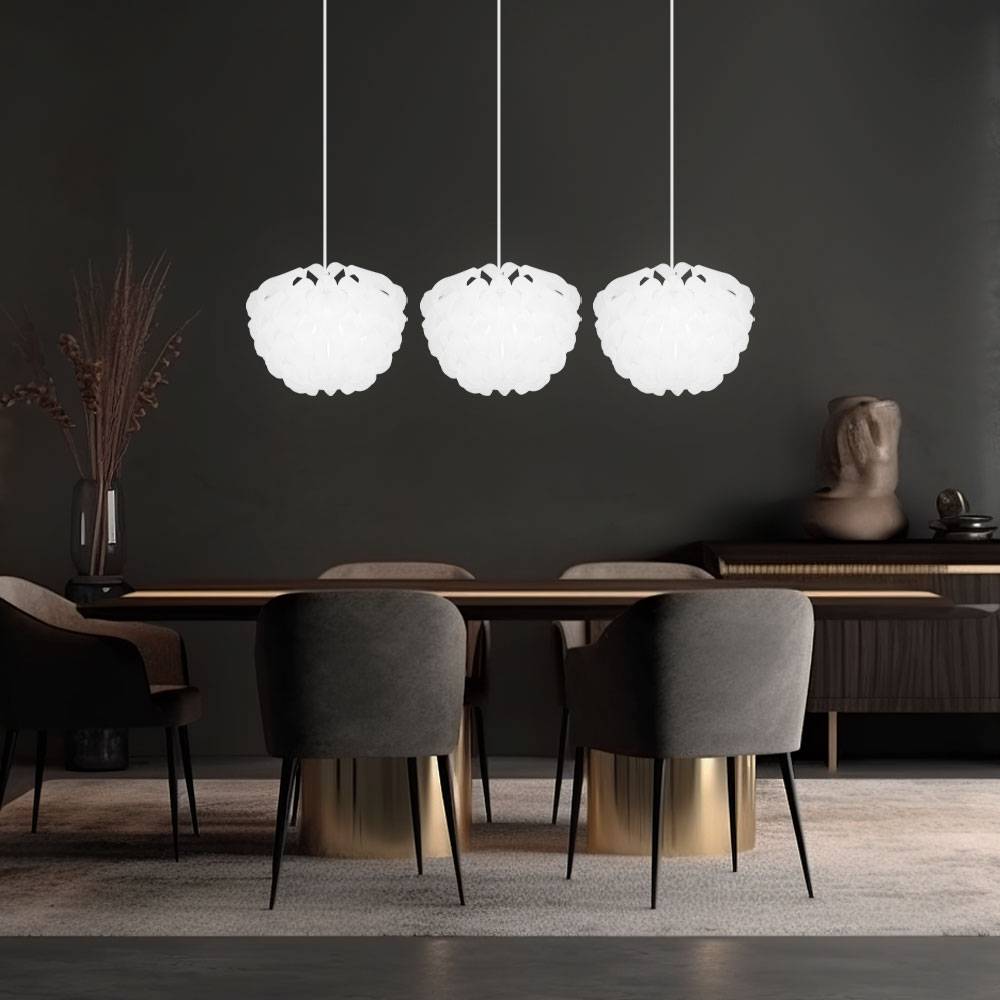 Hängeleuchte weiß Küchenlampe hängend Hängelampe Schlafzimmer, 3 flammig, Dekorbögen, modern, Metall, 3x E14 Fassungen, HxLxB 120x101x26 cm