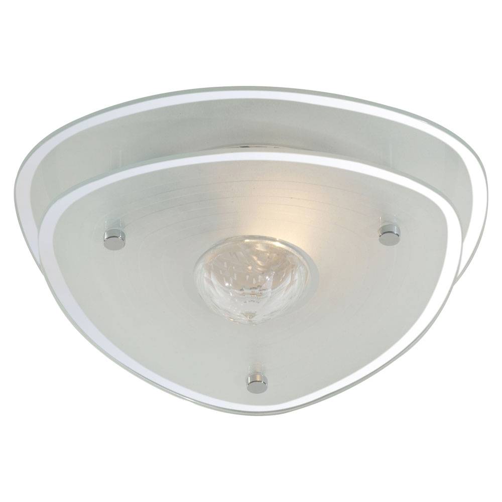 Deckenlampe Kristallglas Deckenleuchte Wohnzimmerlampe Flurleuchte, Metall chrom, Glas satiniert, 1x E27, LxBxH 28 x 28 x 10 cm