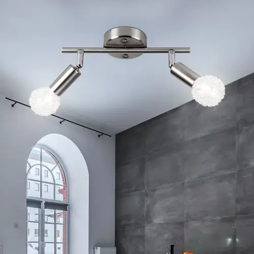 Strahler nickel-matt Drahtgeflecht inkl. 2xE14 28W 230V ELASTICA Strahler nickel-matt Drahtgeflecht inkl. 2xE14 28W 230V ELASTICA