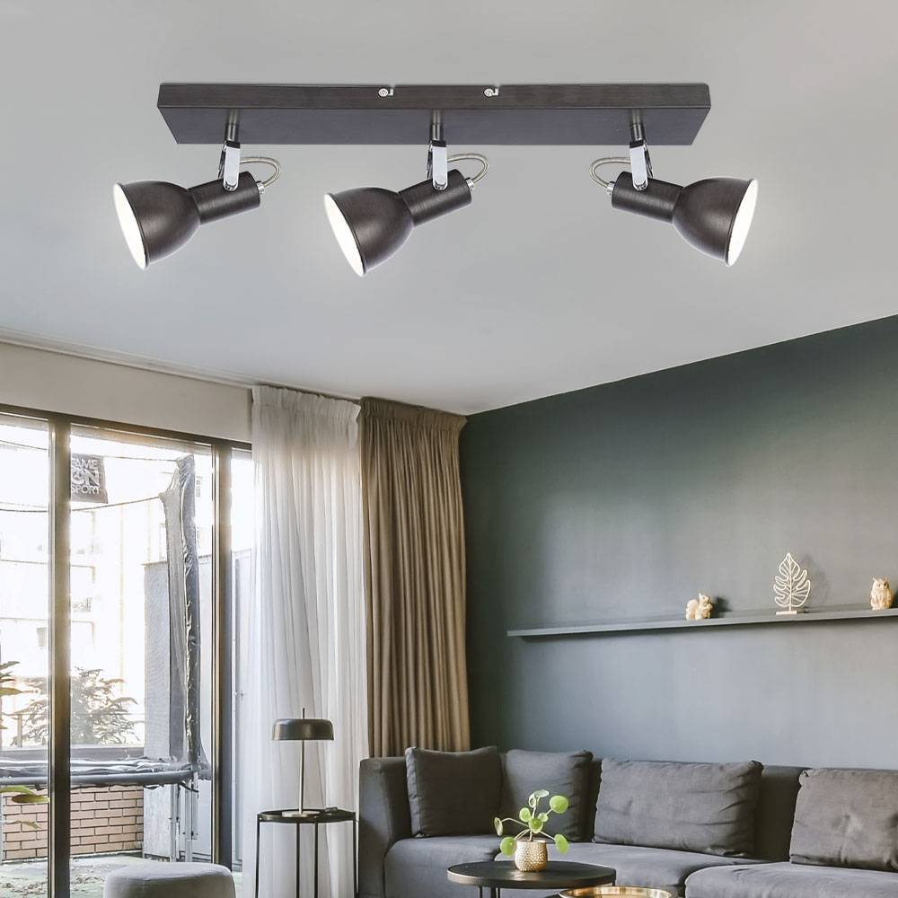 Decken Lampe Leuchte Metall Braun Gold Spots Beweglich Wohn Ess Schlaf Zimmer
