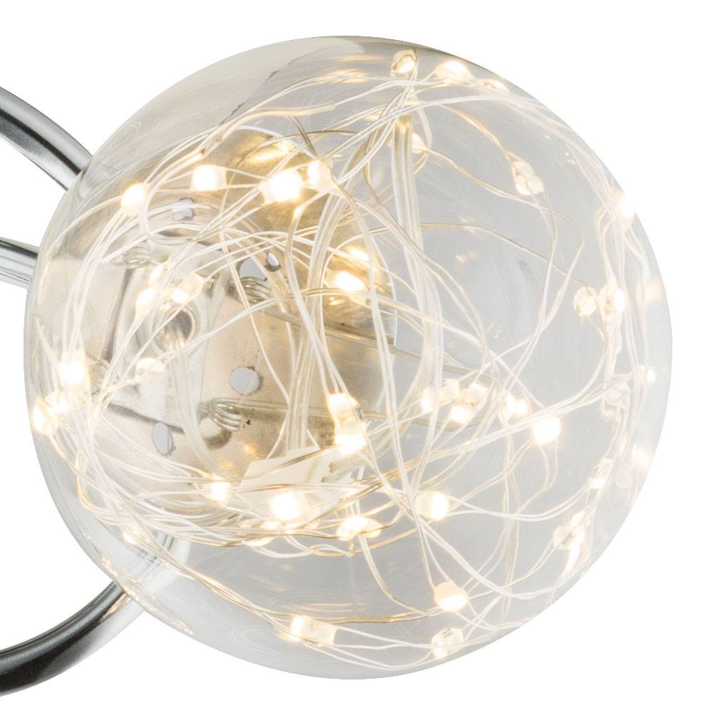 Deckenleuchte 3 Flammig Spotrondell geschwungen Wohnzimmerleuchte Decke Glas, Lichterkette, 3x LED 3,5W 350Lm warmweiß, DxH 38x26 cm