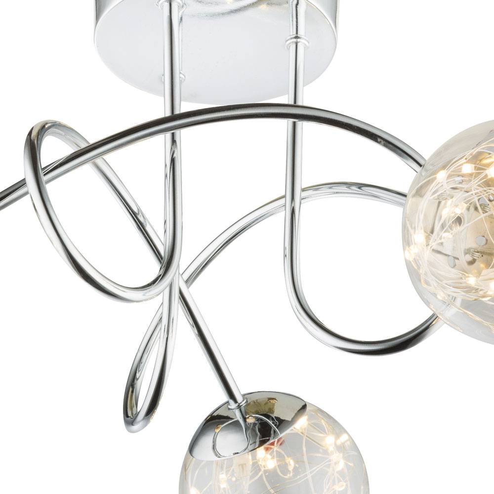 Deckenleuchte 3 Flammig Spotrondell geschwungen Wohnzimmerleuchte Decke Glas, Lichterkette, 3x LED 3,5W 350Lm warmweiß, DxH 38x26 cm