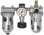 Riegler Wartungseinheit 3-tlg. »Standard«, PC-Behälter und Schutzkorb, BG 3, G 1, Eingangsdruck max. 16 bar, Regelbereich 0,5 - 10 bar<br>Dreiteili