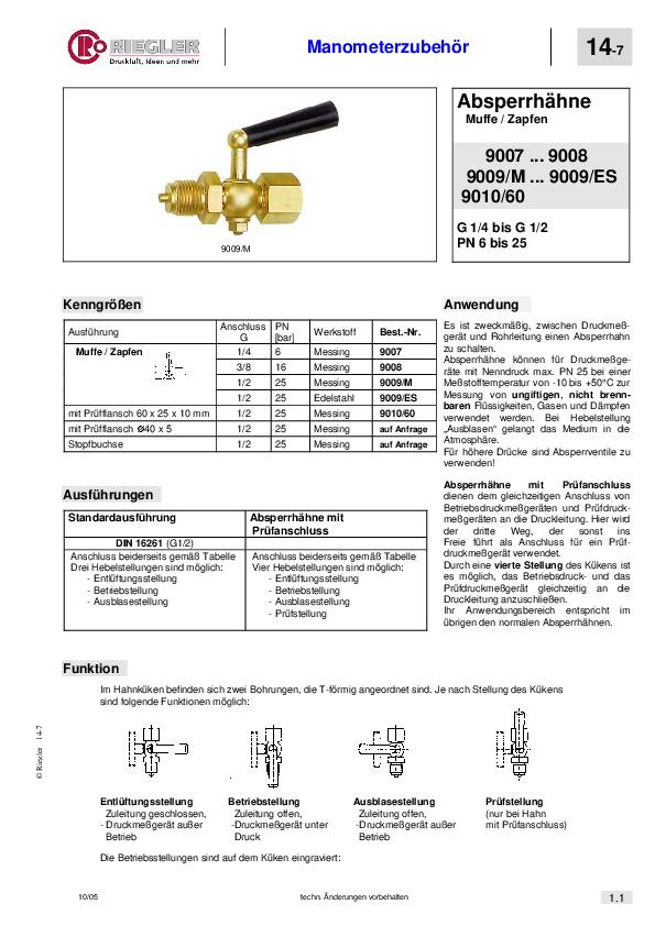 Manometer-Absperrhahn Muffe - Zapfen Edelstahl 1.4571 G 1/2