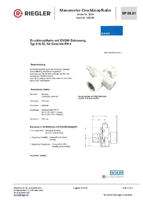 Manometer-Druckknopfhahn G 1/2 aus Messing vernickelt