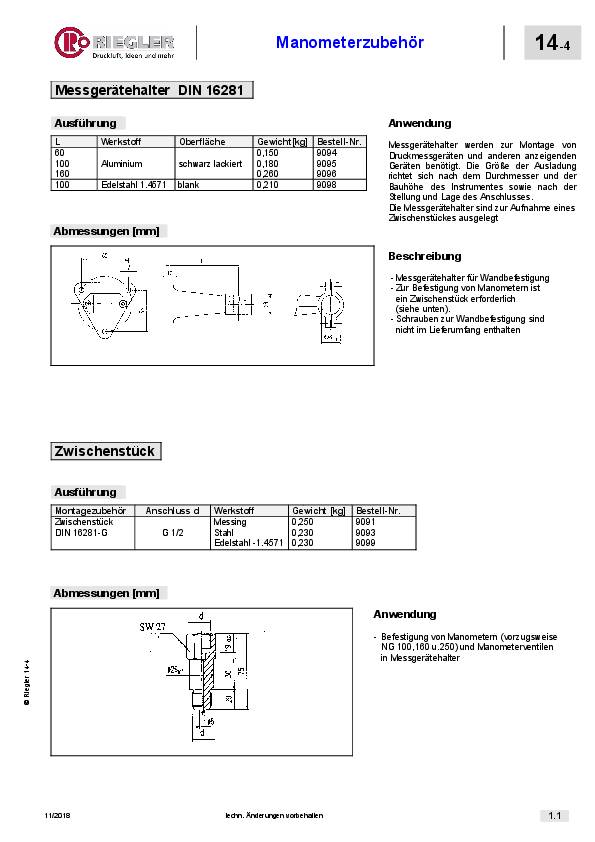 Messgerätehalter Ausladung 100 aus CrNi-Stahl 1.4571