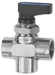 Riegler 3-Wege-Mini-Kugelhahn, T-Bohrung, Schalttafeleinbau, MS verchromt, Betriebstemp. -20°C bis 80°C, G 3/8 IG, DN 7, PN -0,99 - 20 bar