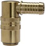 Riegler Temperierkupplung DN 9, Zapfen 13 mm, Absperrventil, MS, Schlauchtülle 90°, PN max. 15 bar, Mediums/Umgebungstemp. -20°C bis 160°C<br>Komp