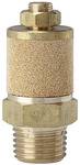 Riegler Schalldämpfer, Sinterbronce/Messing, Abluft einstellbar, R 3/4, SW 30 mm,Betriebsdr. max. 10 bar, Betriebstemp. -10 °C bis 250 °C<br>Über