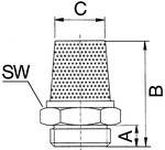 Riegler Sinterbronce-Schalldämpfer, flach, G 1/8 a., Betriebsdruck max. 10 bar, Betriebstemperatur -10 °C bis 250 °C<br>Zur Reduzierung von Abluftg