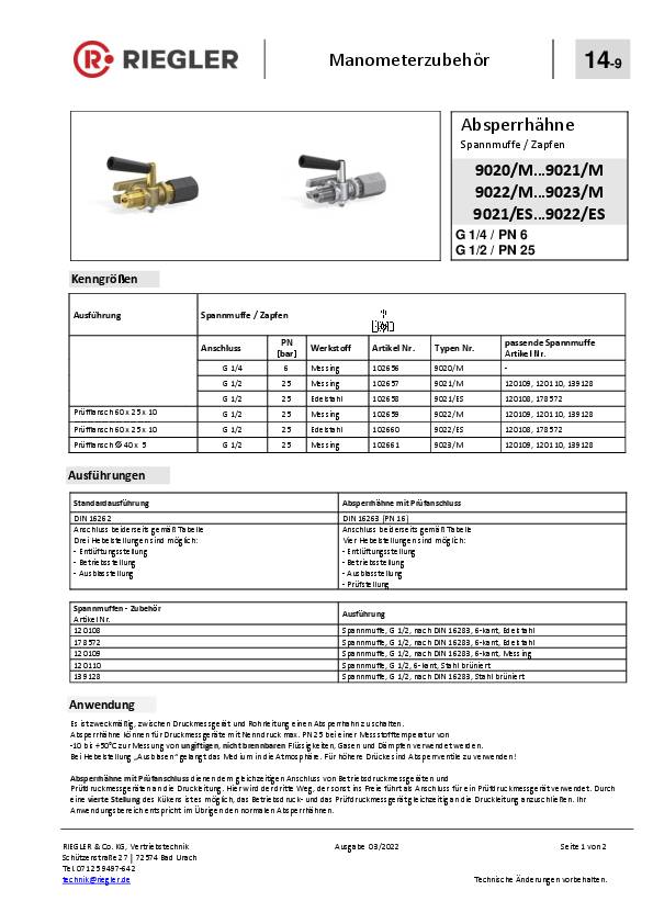 Manometer-Absperrhahn Zapfen-Spannmuffe MS bl. G 1/2 60x25x10