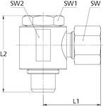 Riegler Schwenkbare Winkel-Verschraubung, M20x1,5 a., Rohr-Außen-Ø 14 mm, SW1 27, SW2 27, Betriebsdruck max. 400 bar, Stahl verzinkt<br>Schwenkbare