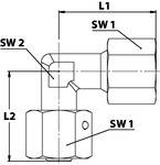 Riegler Einst. Winkel-Anschlussverschraubung, 360° drhb., Dichtkegel, Mutter M16x1,5 i., Rohr-Außen-Ø 8 mm, PN max. 630 bar, Stahl verz.