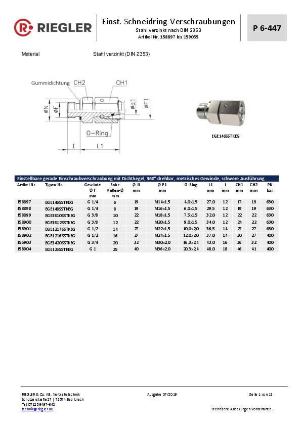 Einstellbare L-Anschlussverschraubung Rohr-Außen-D.14 Stahl verzinkt