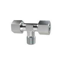 Riegler T-Einschraubverschraubung, R 1/2 a., Rohr-Außen-Ø 16 mm, PN max. 400 bar, SW1 30, SW2 24, Stahl verzinkt<br>T-Einschraubverschraubung, Auße