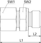 Riegler Gerade Einschraubverschraubung, M33x2a., Rohr-Außen-Ø 28 mm, PN max. 160 bar, SW1 41, SW2 41, Stahl verzinkt