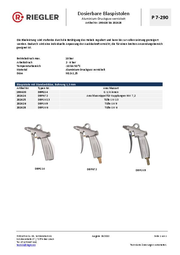 Blaspistole DBPG14 G 1/4 in.RIEGLER