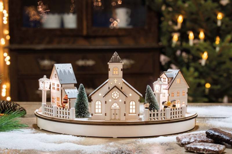 4 Stück Hellum LED-Holz Stadt Szenerie 524611