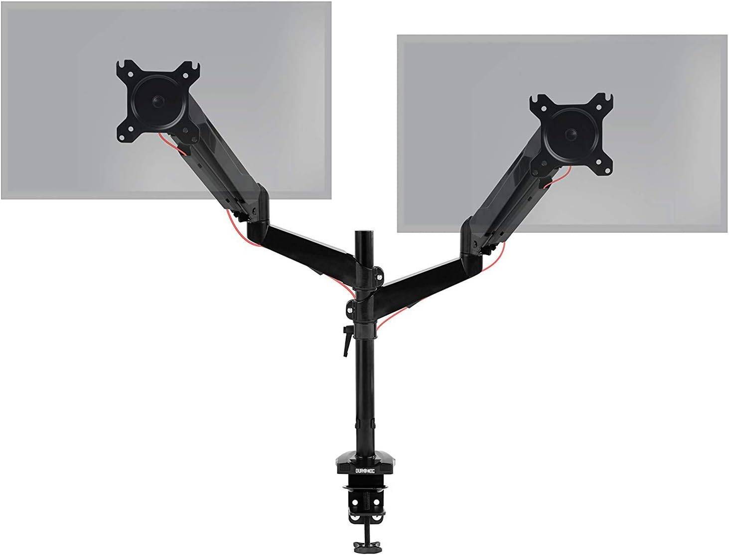Duronic DMG52 Monitorhalterung für zwei 27" - 8kg Kapazität - Verstellbar in Höhe, Neigung und Drehung - Gasdruckfeder