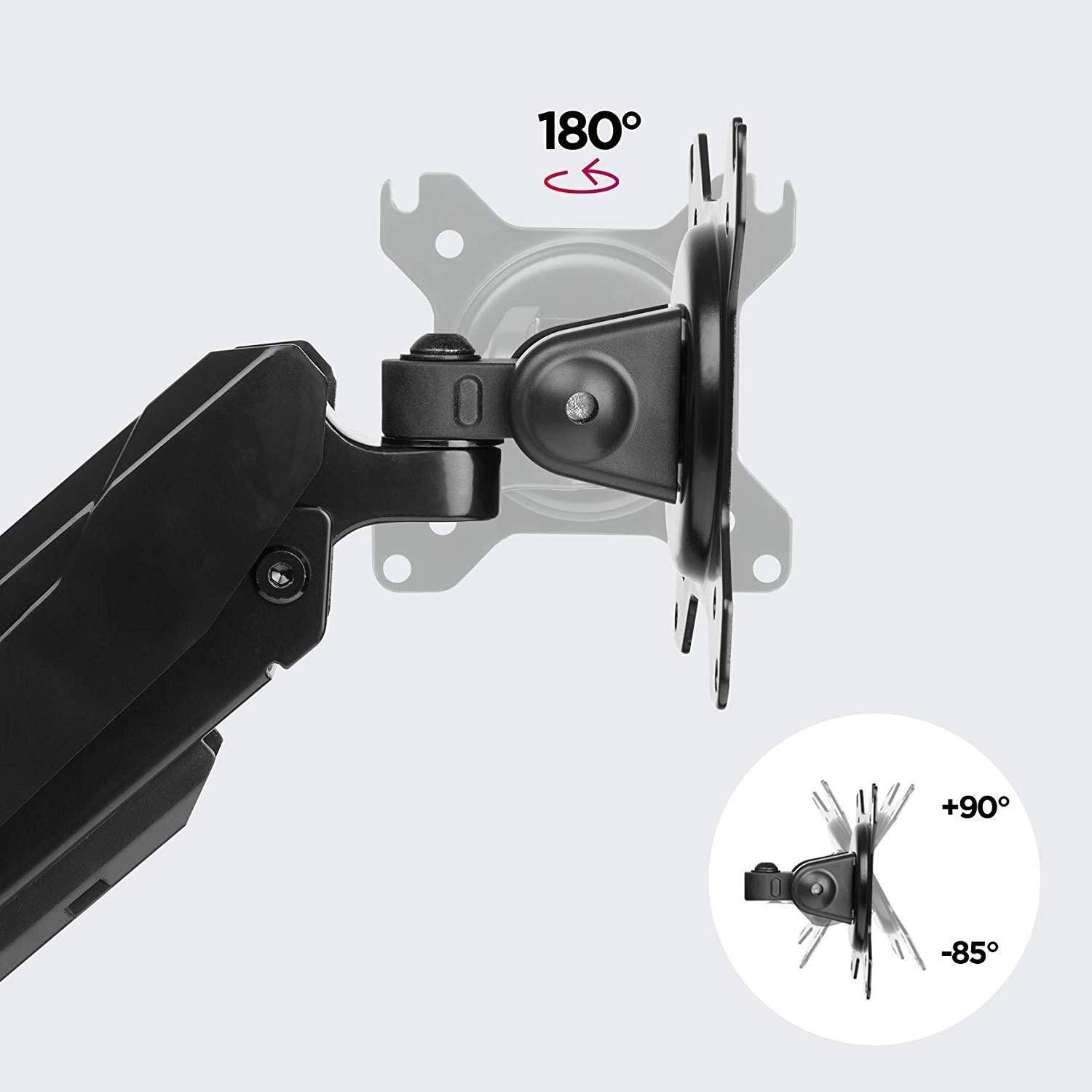 Duronic DMG52 Monitorhalterung für zwei 27" - 8kg Kapazität - Verstellbar in Höhe, Neigung und Drehung - Gasdruckfeder