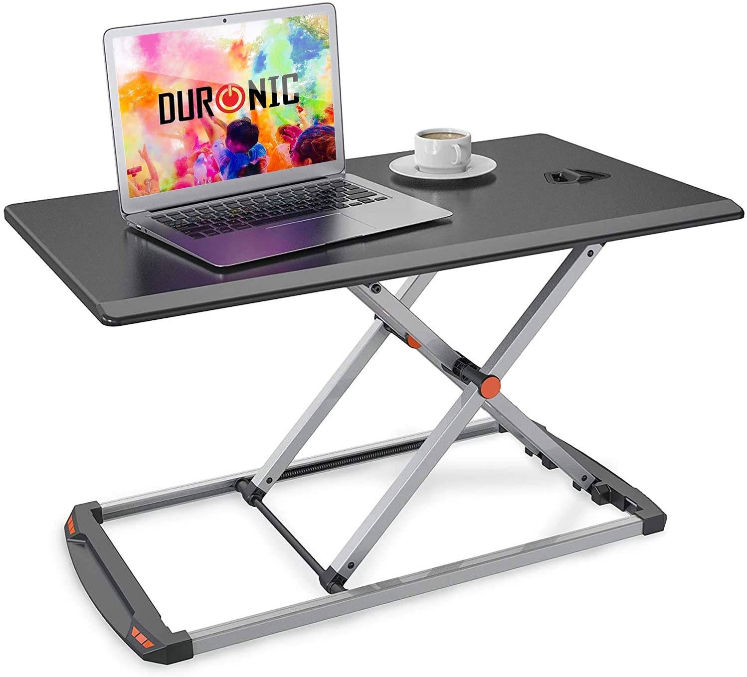 Duronic DM05D11 BK Workstation bis 40cm höhenverstellbar - Sit-Stand Stehpult für Laptop und Monitor - 74cm x 43cm