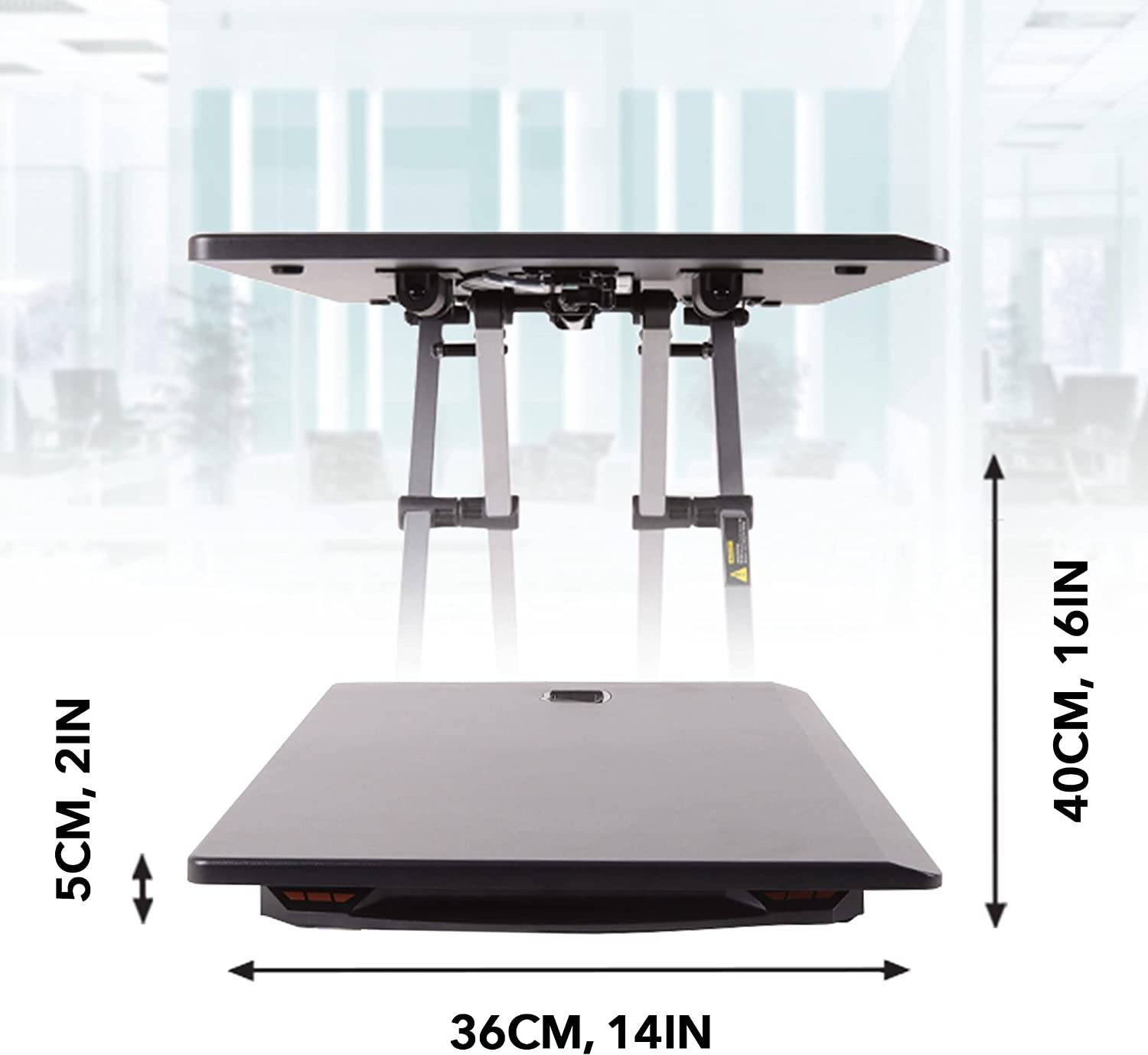 Duronic DM05D11 BK Workstation bis 40cm höhenverstellbar - Sit-Stand Stehpult für Laptop und Monitor - 74cm x 43cm