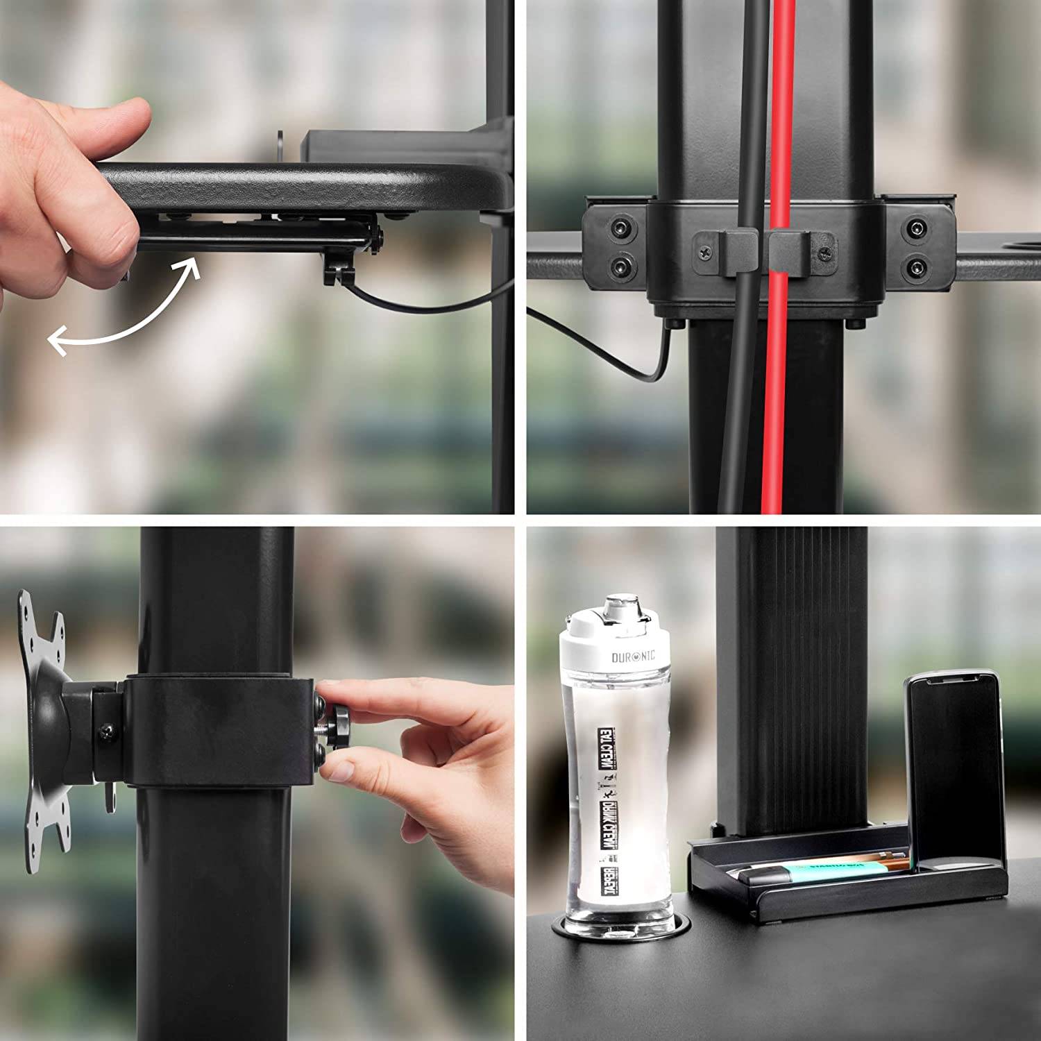 Duronic DM05D14 Workstation - Monitorständer mit Tastaturhalterung - Sit-Stand Stehpult mit Becherhalter - 65cm x 51cm