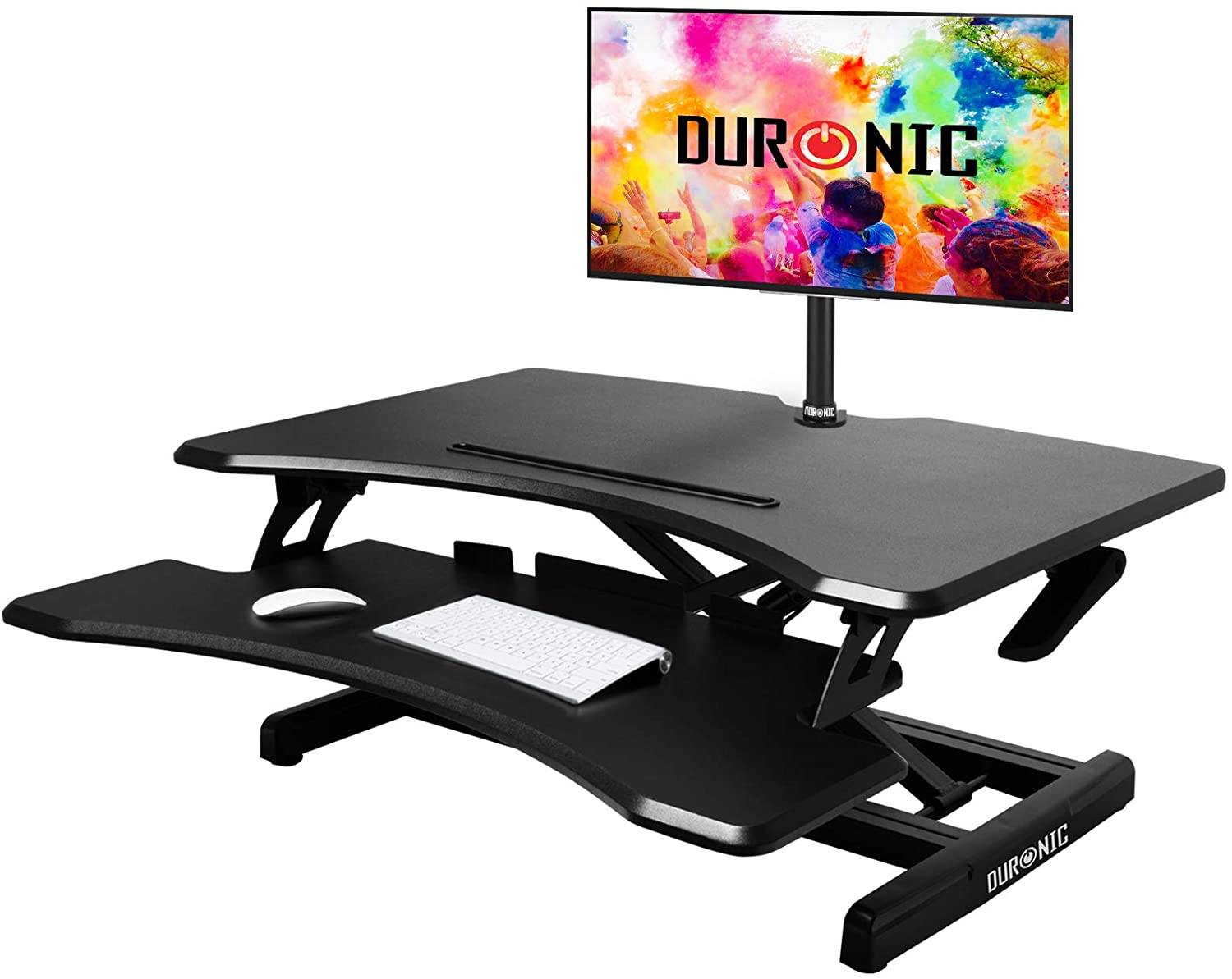Duronic DM05D16 Workstation bis 43cm höhenverstellbar - Sit-Stand Stehpult mit Tastaturablage - 76,8cm x 49,8cm