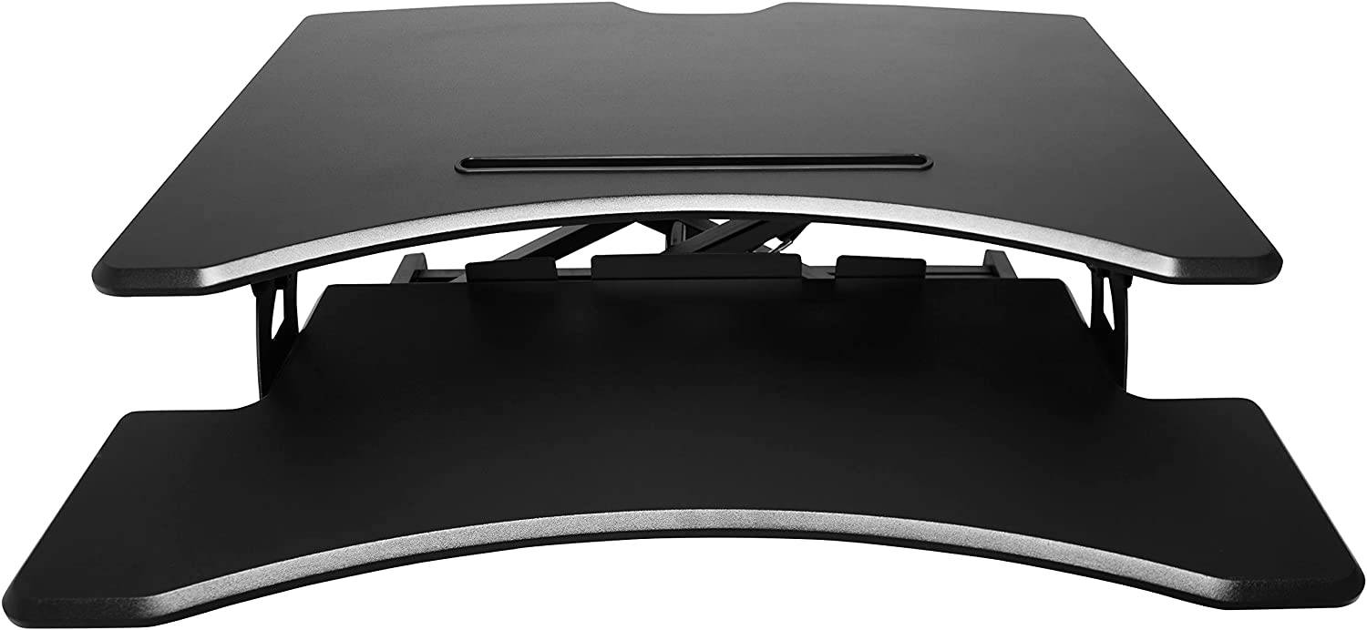 Duronic DM05D16 Workstation bis 43cm höhenverstellbar - Sit-Stand Stehpult mit Tastaturablage - 76,8cm x 49,8cm