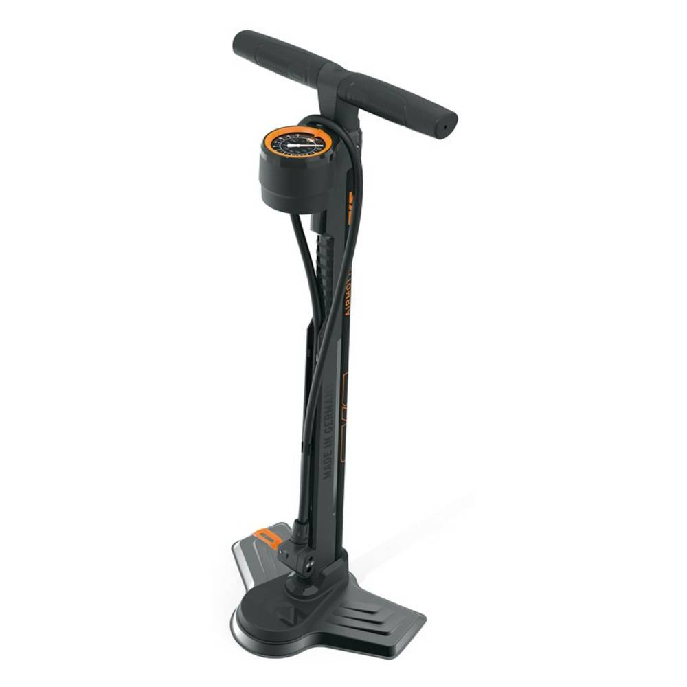 SKS Standpumpe Airmotion 12 bar DV/SV/AV, 715 mm, mit Manometer, schwarz/orange