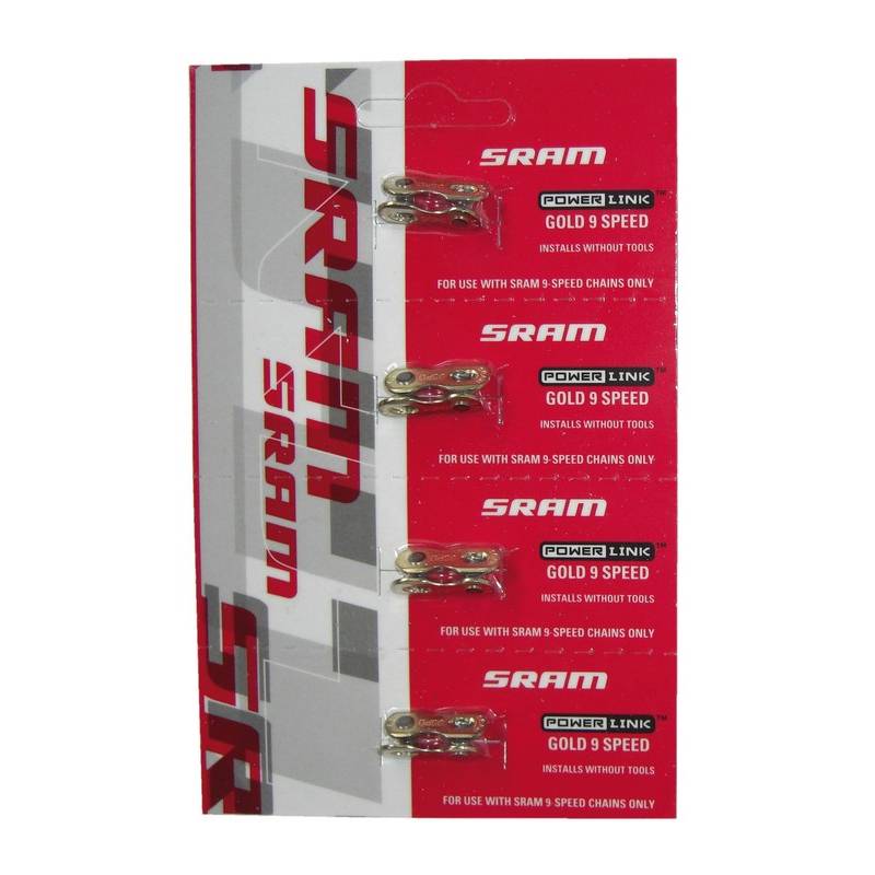 SRAM 72.2740.200.751 Kettenverschlussglied Power Link 9-fach, gold (4er Pack)