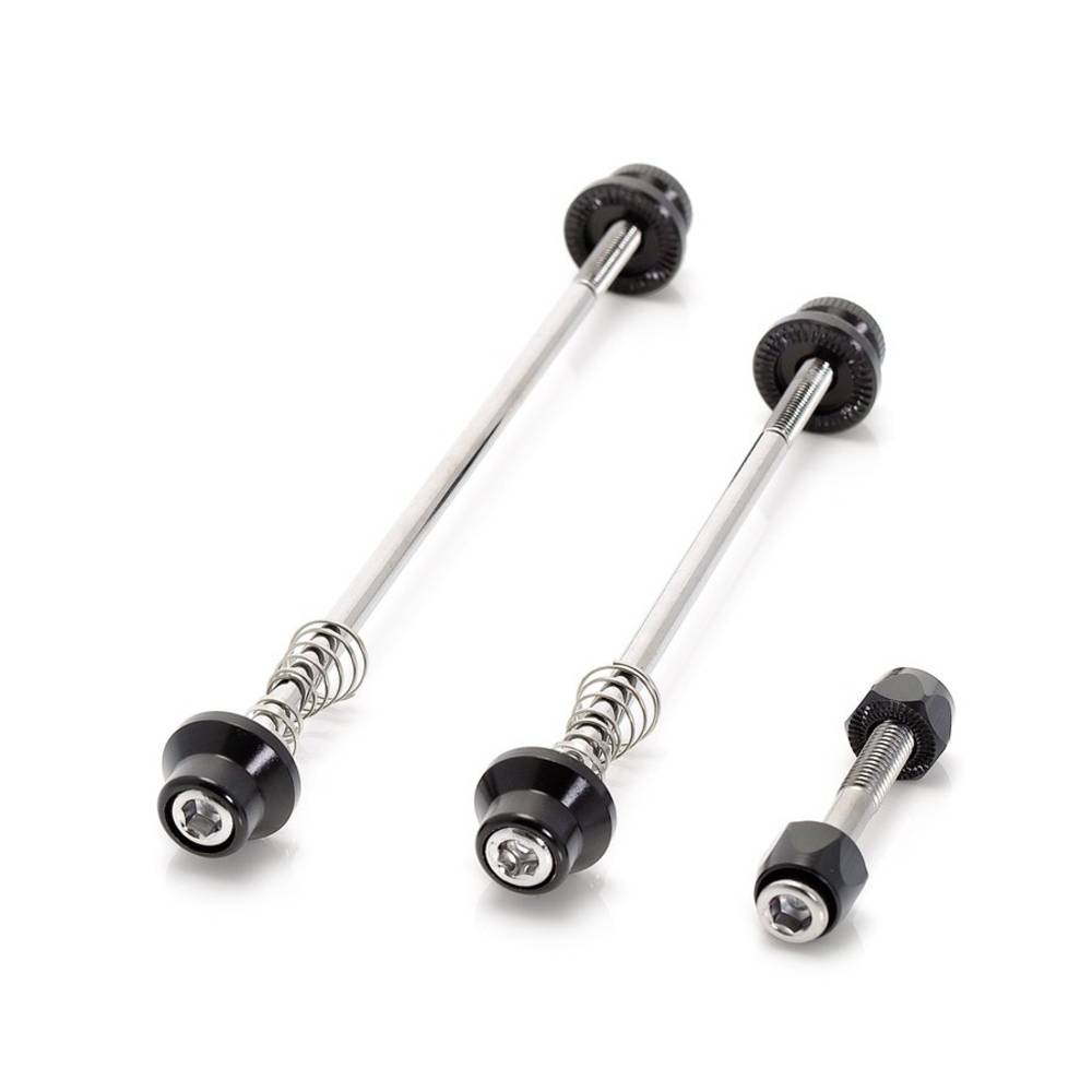 XLC QR-A01 Schnellspanner-Komplett-Set, 5 mm Innensechskant, VR (100 mm) + HR (150 mm) + Sattelschnellspanner, schwarz, 3-teilig (1 Set)