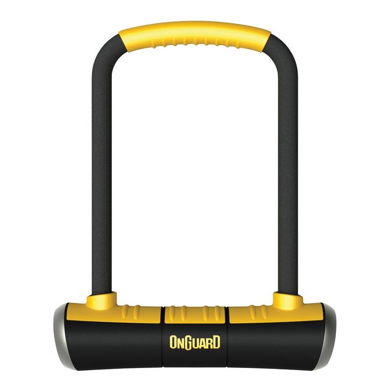 OnGuard 8003 Bügelschloss Pitbull STD 115 x 230mm, Ø 14mm, mit Halter, schwarz/gelb (1 Stück)