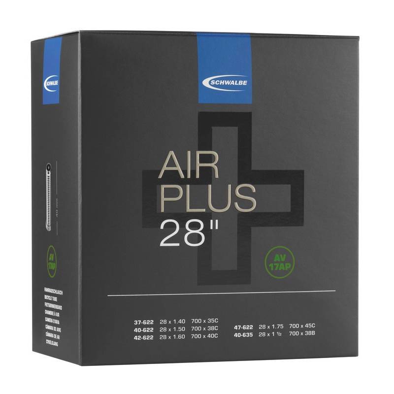 Schwalbe 28" Schlauch "AV 17AP Air Plus", 37/47-622/635, AV AGV 40 mm, schwarz