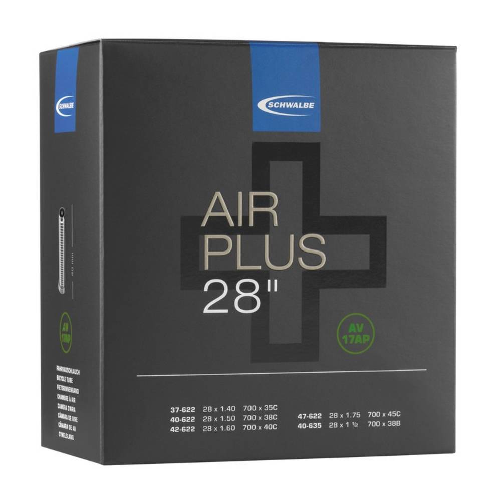 Schwalbe 28" Schlauch "AV 17AP Air Plus", 37/47-622/635, AV AGV 40 mm, schwarz