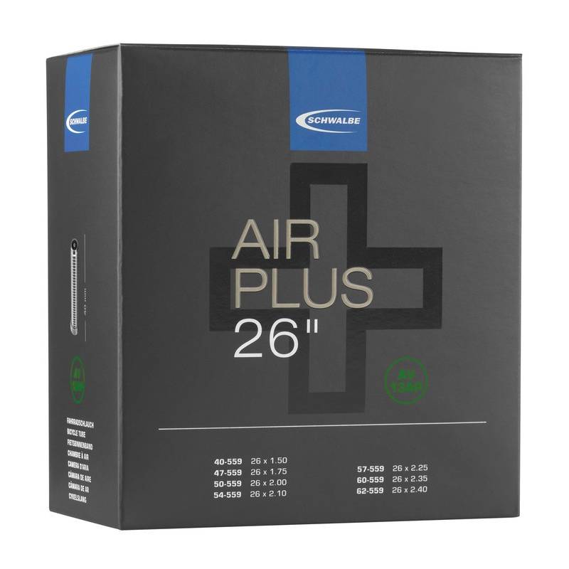 Schwalbe 26" Schlauch "AV 13AP Air Plus", 26x1.50-2.50" (40/62-559), AV AGV 40mm, schwarz