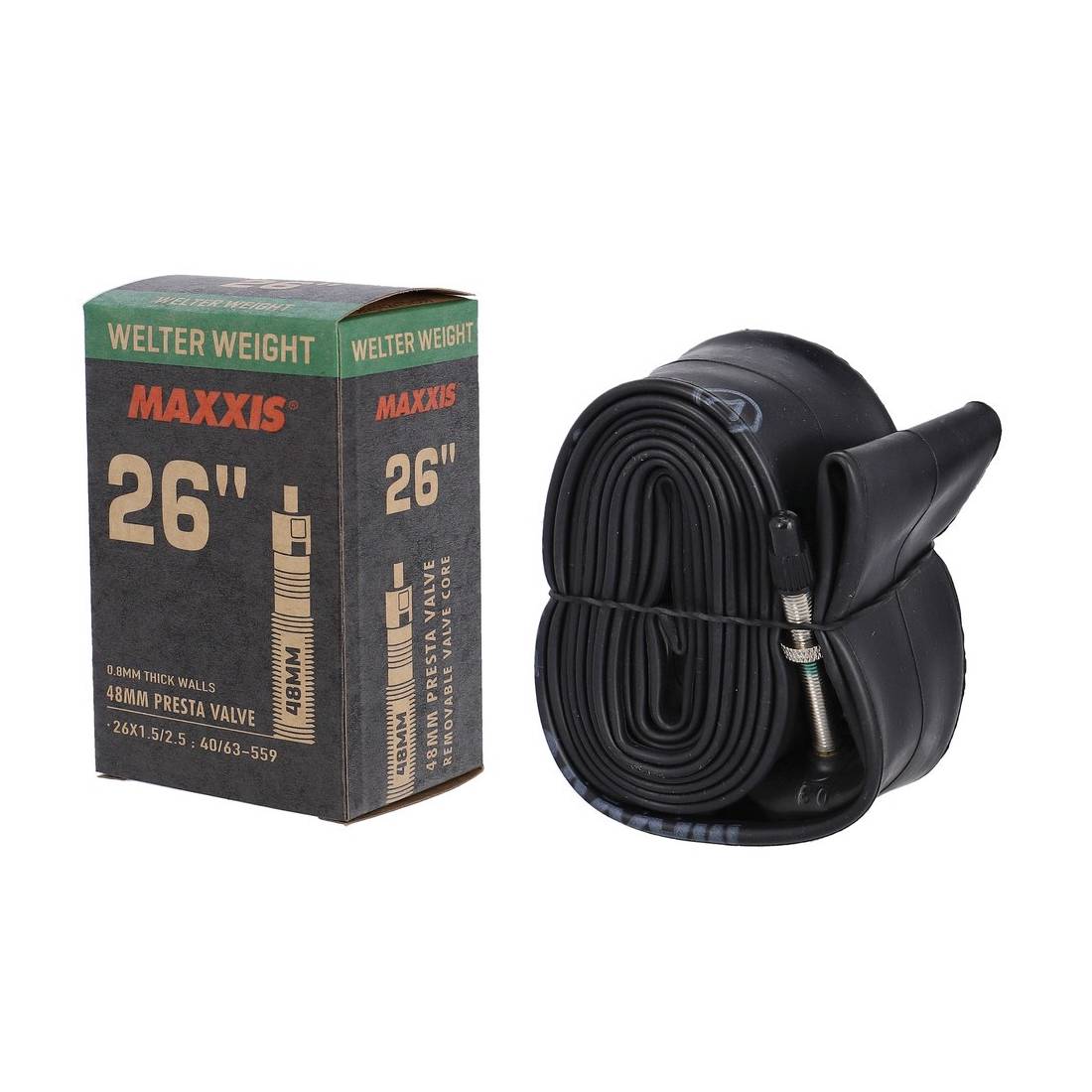 Maxxis 26" Schlauch "WelterWeight", 26x1.50 - 2.50" (40/63-559), SV 48mm, schwarz