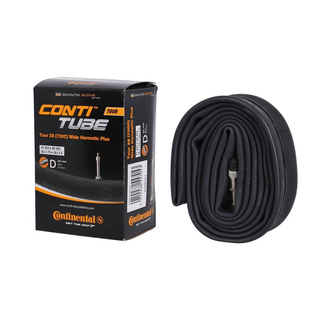 Continental 27/28" Schlauch "Tour 28 Wide HermeticPlus", 27/28x1 1/4-1.75" (47/62-622), DV 40 mm, schwarz