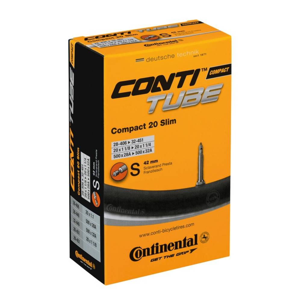 Continental 20" Schlauch "Compact 20 Slim RE", 20x1 1/4-1.75" (28/32-406/451), SV 42 mm, schwarz