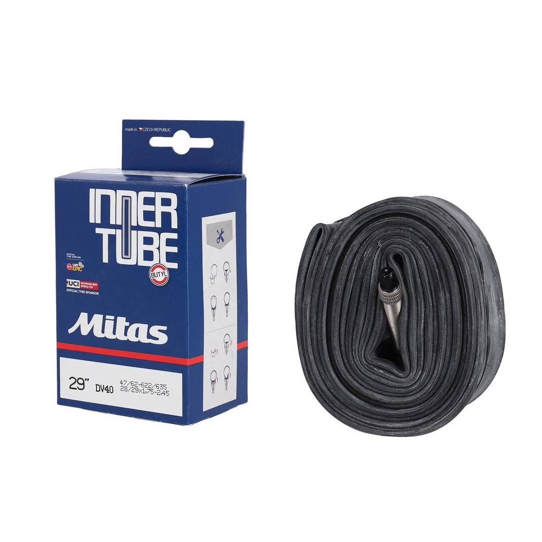 Mitas 28/29" Schlauch, 47/62-622/635, DV 40mm, schwarz