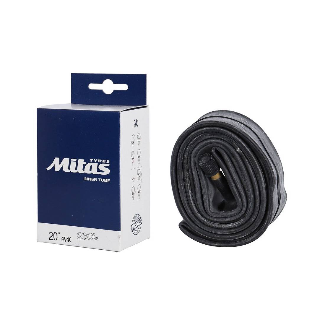 Mitas 20" Schlauch, 47/62-406, AV 40mm, schwarz