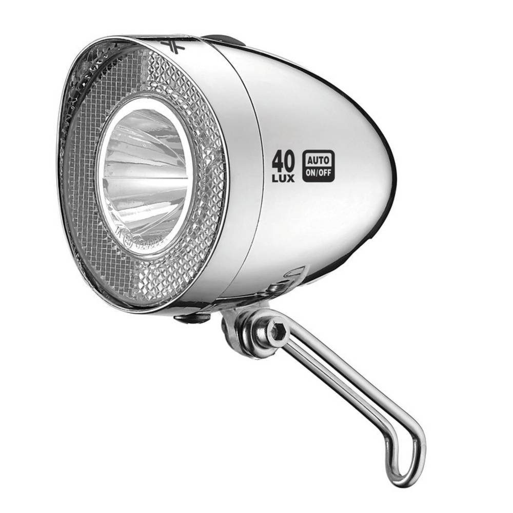 XLC CL-D04 Dynamo-Scheinwerfer, LED, Retro, Reflektor, 40 Lux, Standlicht, Sensor, silber