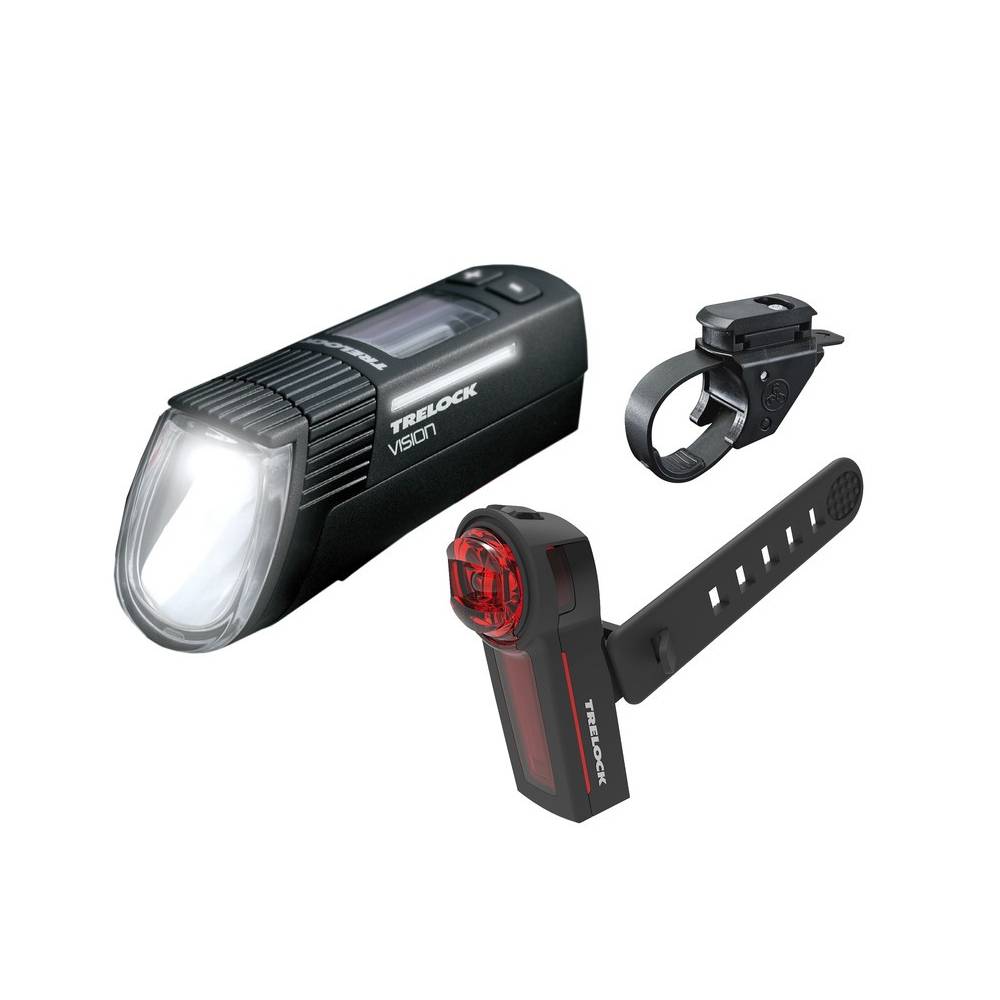 Trelock Akku-Beleuchtung Set "VectorSignal Vision LS 760/ 740" mit Halter, LED, USB, schwarz (1 Set)